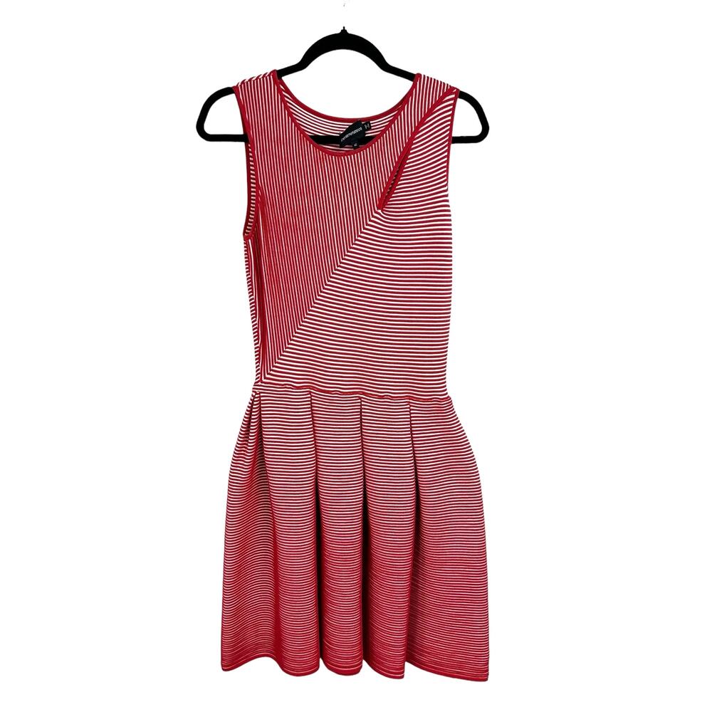 Emporio Armani Red & White Stripe Rosa Volcano Sleeveless Ottoman Dress 6